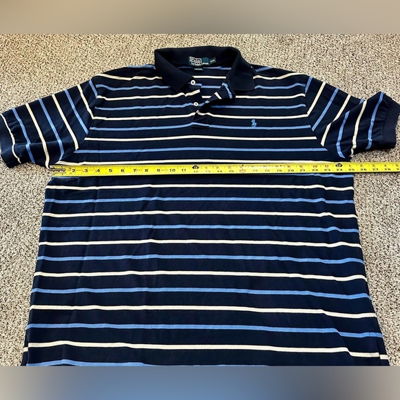 POLO RALPH LAUREN XXL Navy Light Blue Stripe Polo R $125 - Picture 6 of 6